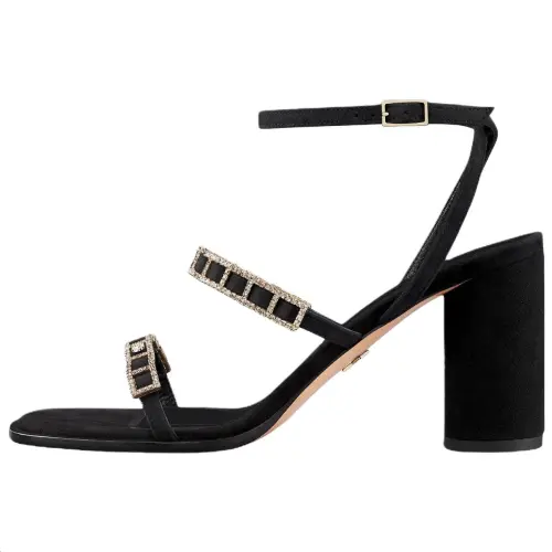 DIOR Diorissime Suede One Strap Sandals 8cm Women's Black