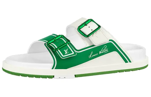 LOUIS VUITTON Trainer Slide Slippers Men's White Green