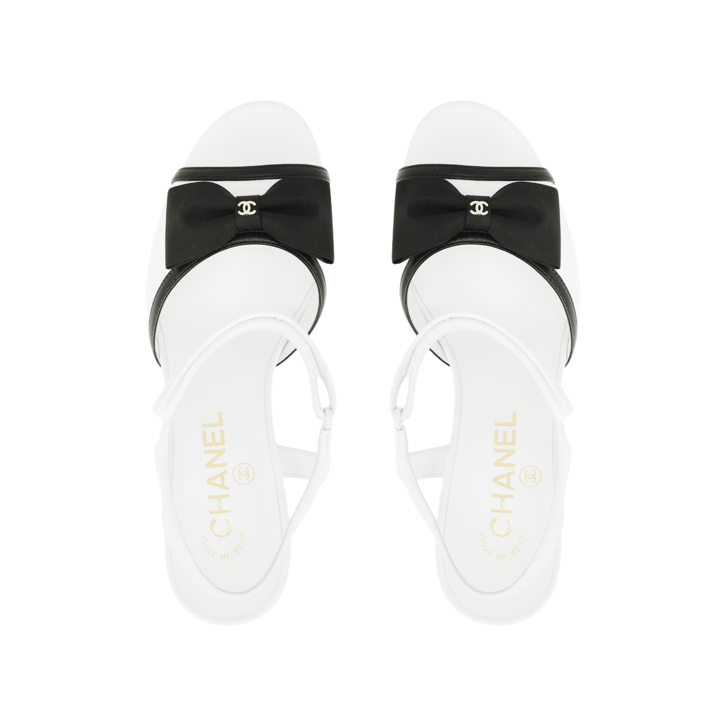 CHANEL Leather One Strap Sandals 8.5cm Women's White