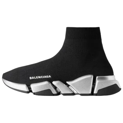 Balenciaga Speed 2.0 High top Casual Shoes Men's Black Silver