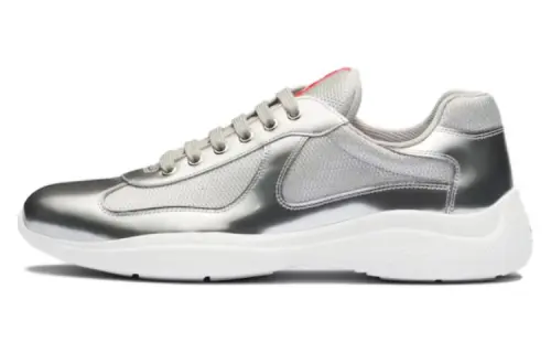 PRADA America's Cup Leather Low top Casual Shoes Men's Silver
