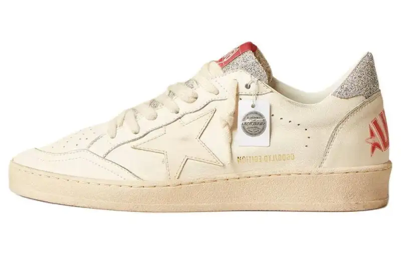 Golden Goose Ball Star Leather Comfortable Round Toe Low top Skateboard Shoes Men's Beige
