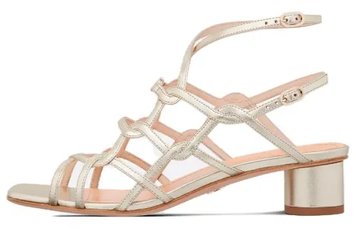 DIOR Leather One Strap Sandals 3.5cm Women's Gold