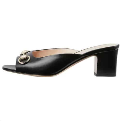 GUCCI Horsebit Slide Slippers 5.5cm Women's Black