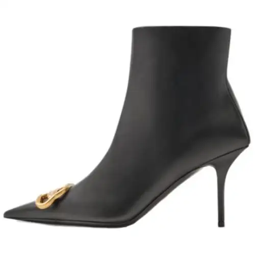 Balenciaga Logo Plaque Pointed Toe Ankle Boots Women's