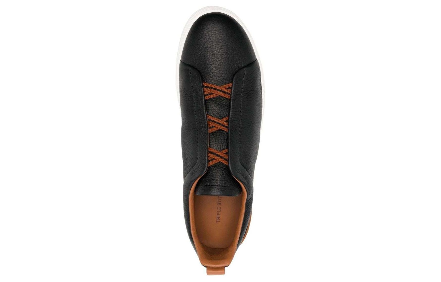 Ermenegildo Zegna Triple Stitch Low top Skateboard Shoes Men's Black