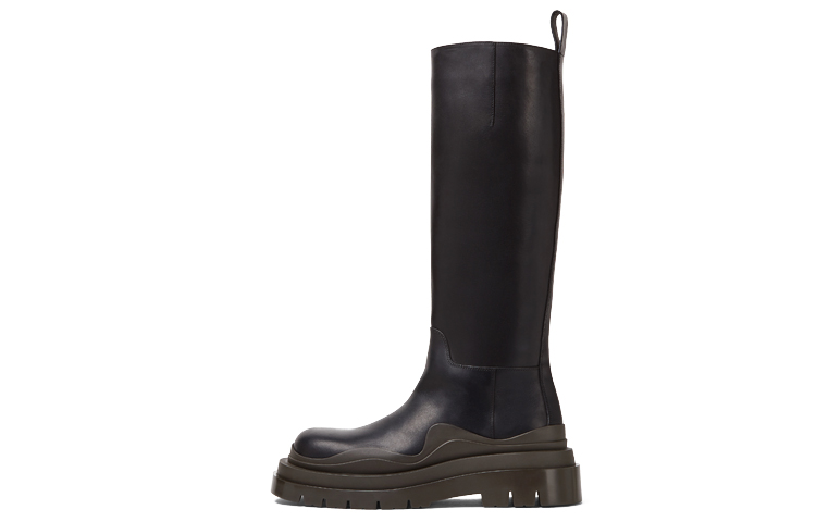 Bottega Veneta Bottega Veneta Tire Boots Cow Leather Vegetable Tanned High Boots Women's Black Brown