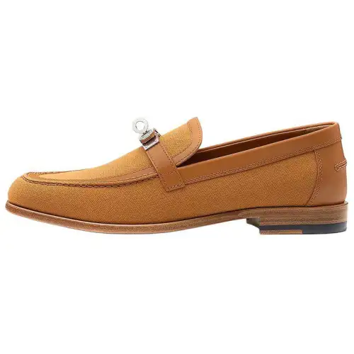 HERMES Destin Cow Leather Women's Casual Shoes Women's Natural Color