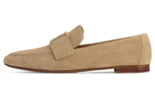 LOUIS VUITTON Suede Loafers Women's Brown