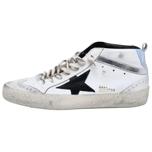 Golden Goose Mid Star Mid top Stylish Skateboarding Shoes Men's White Distressed