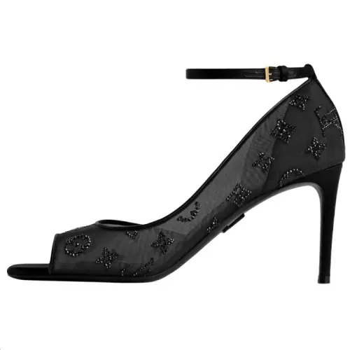 LOUIS VUITTON GALA One Strap Sandals 10.5cm Women's Black