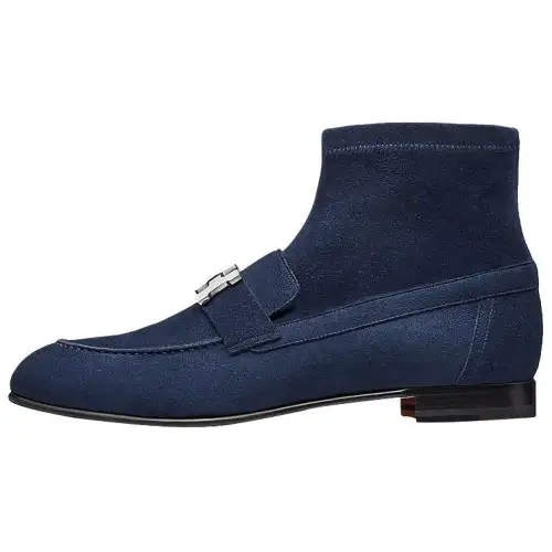 HERMES Saint Honore Ankle Boots Women's Blue