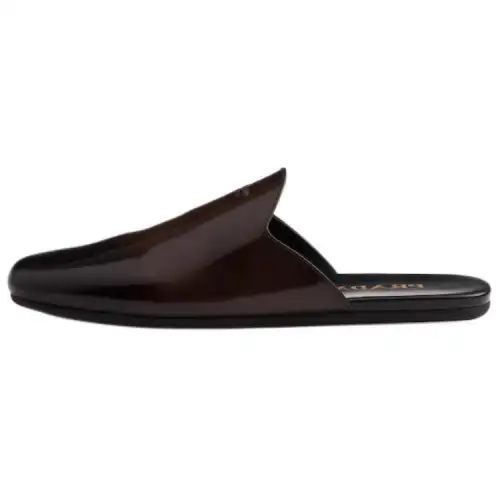 PRADA Rubber Sole Closed Toe Slippers Women's Brown