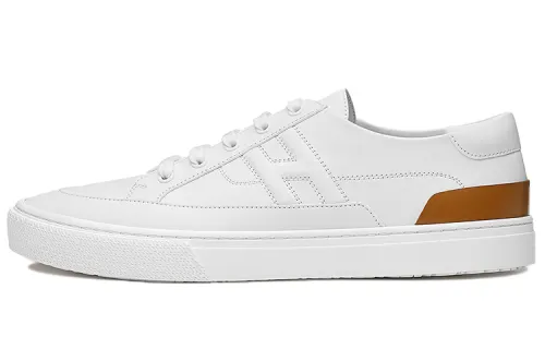 HERMES Deep Cow Leather Low top Stylish Skateboarding Shoes Men's White