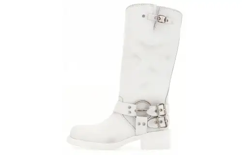 MIU MIU Cow Leather Ankle Boots Women's White