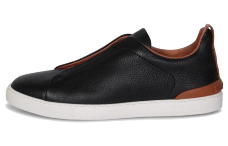 Ermenegildo Zegna Triple Stitch Low top Skateboard Shoes Men's Black