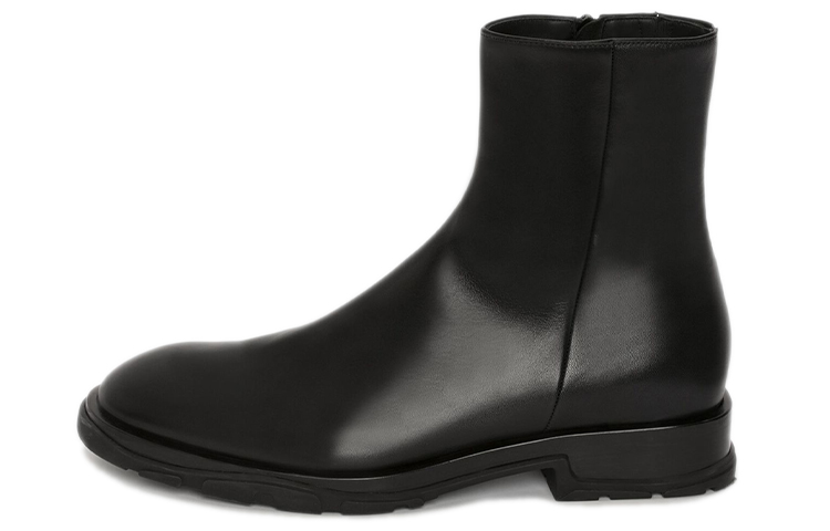 Alexander McQueen Alexander McQueen Slim Tread cowhide round toe zipper boots men's black