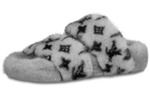 LOUIS VUITTON Bom Dia Slide Slippers Women's Gray
