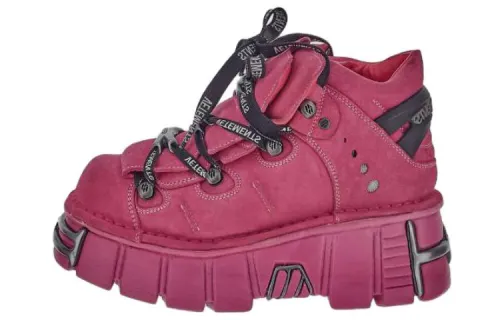 Vetements Leather Lace Up Low top Platform Shoes Unisex Pink