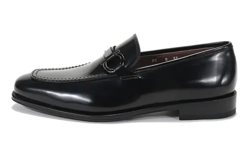 FERRAGAMO Rolly Round Toe Casual Shoes Men's Black