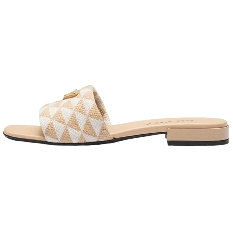 PRADA Slide Slippers Women's Ecru