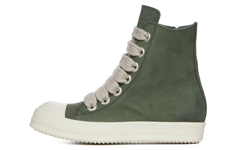 RICK OWENS/RO Runway Cow Leather High top Stylish Skateboarding Shoes Men's Green