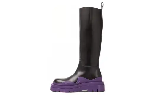 Bottega Veneta Tire Platform Knee high Boots Women's Black Purple