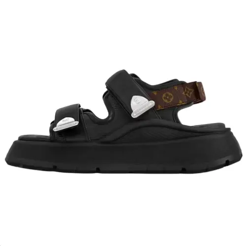 LOUIS VUITTON Chameleon Comfort One Strap Sandals Women's Black