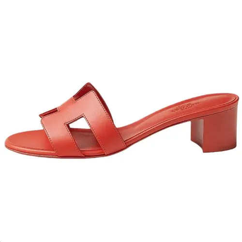 HERMES Oasis Slide Slippers 5cm Women's Red