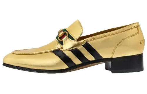 Adidas Originals x GUCCI Leather Casual Shoes Men's Gold
