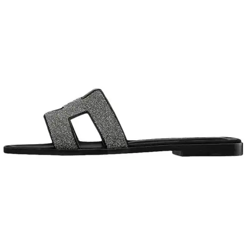 HERMES Oran Slide Slippers Women's Black