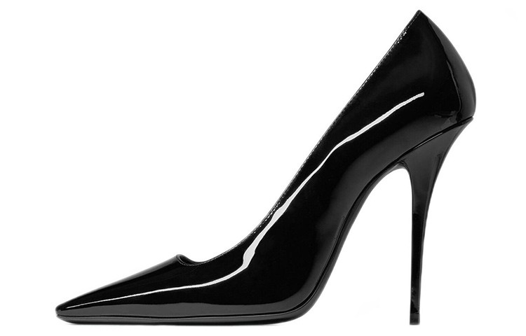 SAINT LAURENT Anja Patent Leather Slim Heel High Heels 11cm Women's Black