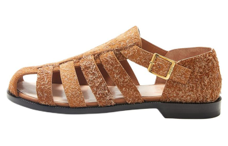 LOEWE Campo Suede Roman Sandals Women's Tan