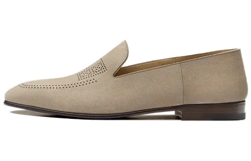 HERMES Eclipse Leather Goatskin Men's Casual Shoes Men's Gravel Beige Color