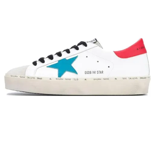 Golden Goose Hi Star Leather Fashion Trend Low top Skateboard Shoes Men's White Distressed