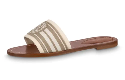 LOUIS VUITTON Lock It Slide Slippers Women's Brown