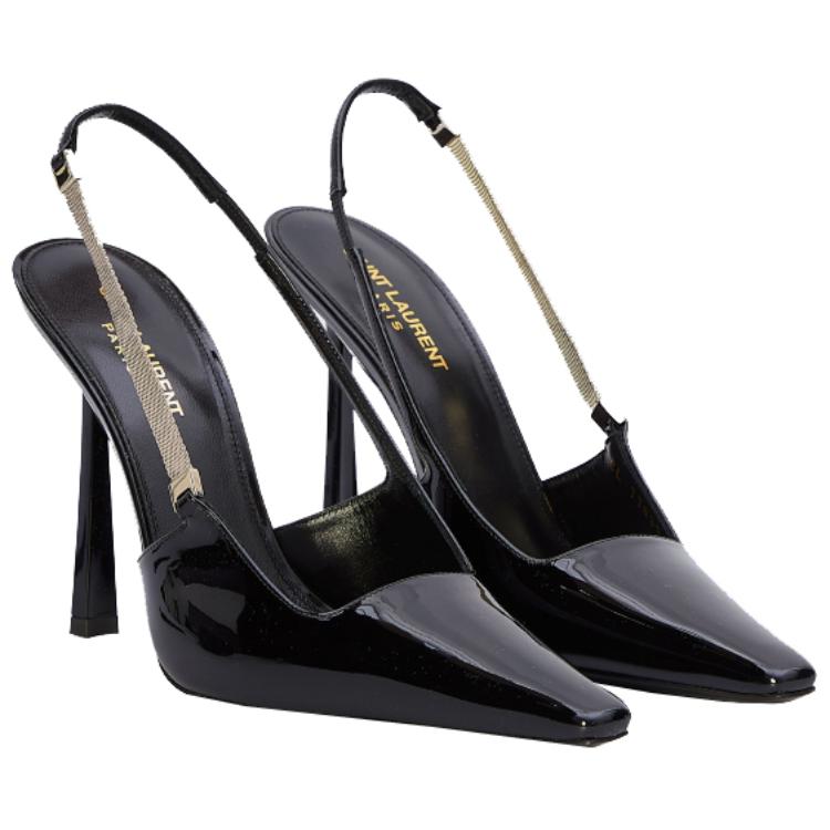 Женские туфли Saint Laurent Slingbacks (черные) — фото 4