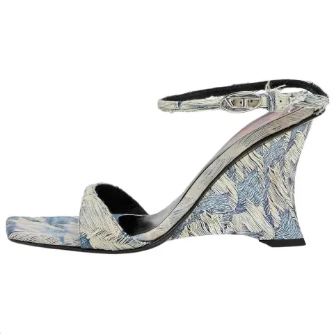 DIESEL D Amber Wedge One Strap Sandals 9cm Women's Blue