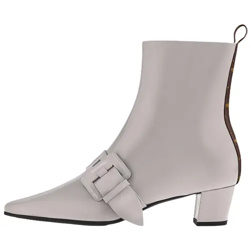 LOUIS VUITTON Fusee Calfskin Ankle Boots 4.5cm Women's Gray