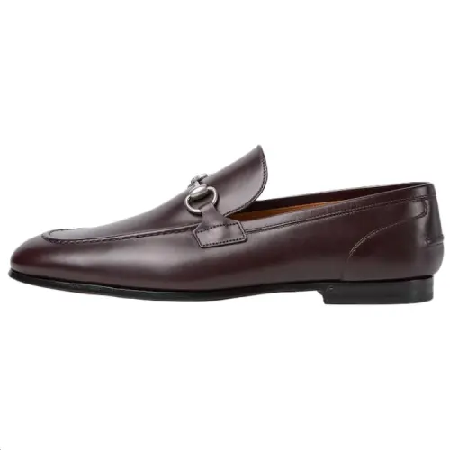 GUCCI Jordaan Leather Casual Shoes 1.5cm Men's Dark Brown