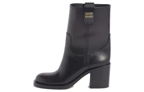 MIU MIU Leather Ankle Boots 7.5cm Women's Black