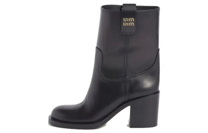 MIU MIU Leather Ankle Boots 7.5cm Women's Black