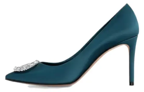 LOUIS VUITTON Leather Slim Heel High Heels 9cm Women's Blue