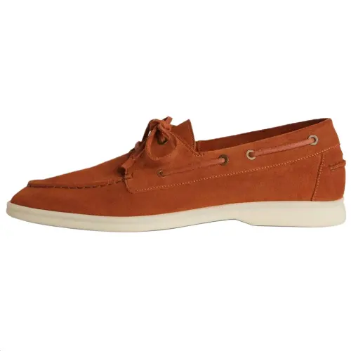 Loro Piana Sea Sail Walk Boat Shoes Men's Brown Red