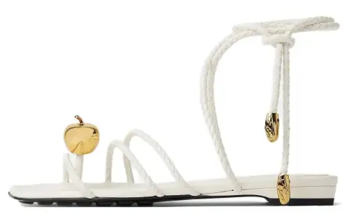 Bottega Veneta Adam Leather One Strap Sandals Women's White