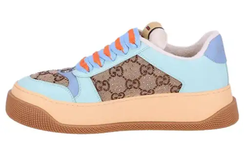 GUCCI Screener Jigglypuff, Distressed Shoes Leather Low top Stylish Skateboarding Shoes Women's Brown