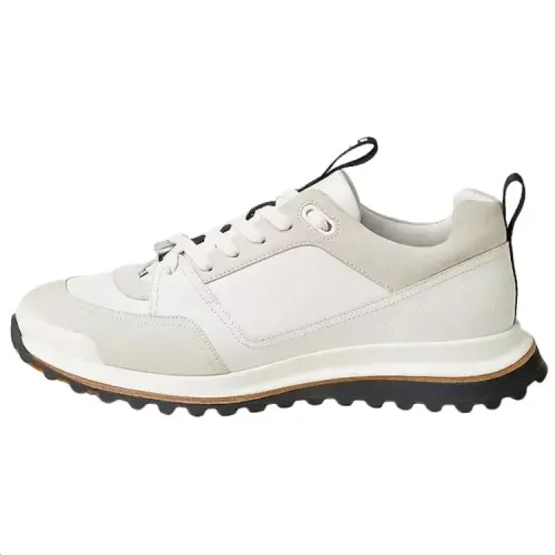 HERMES Leader Suede Low top Casual Shoes 4.1cm Men's White