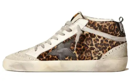 Golden Goose Mid Star Leopard Print Sneakers