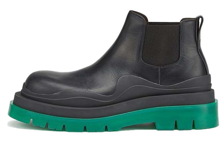 Мужские ботинки Bottega Veneta Tire Chunky (черно-зеленые)