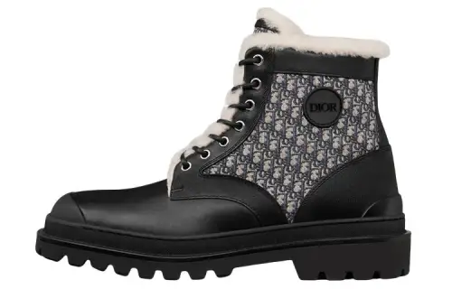 DIOR Explorer Ankle Boot Black Beige Black DIOR Oblique Jacquard